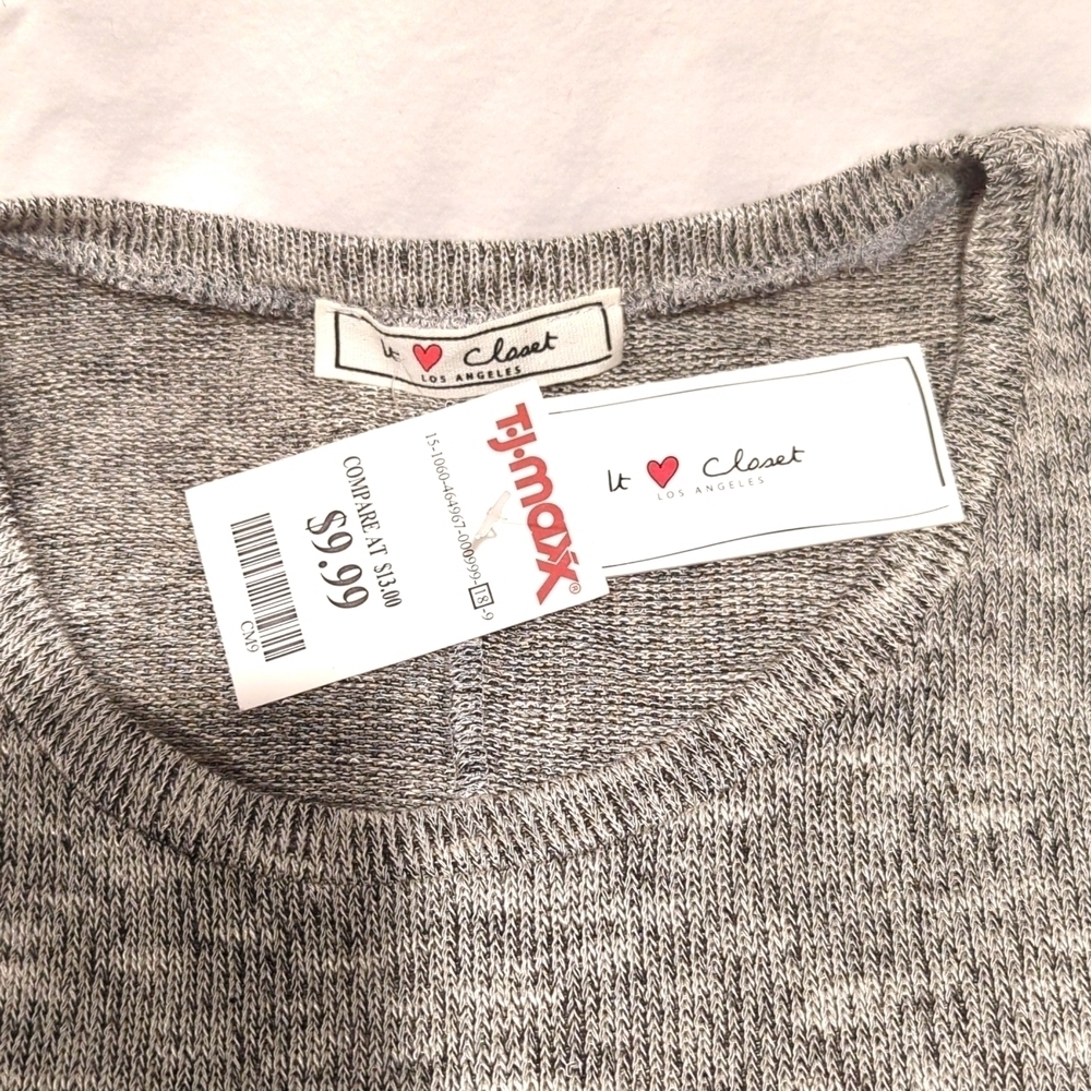 Troublemaker Tank Top XS, Black and White Heathered Sweater Lightweight - Picture 2 of 7